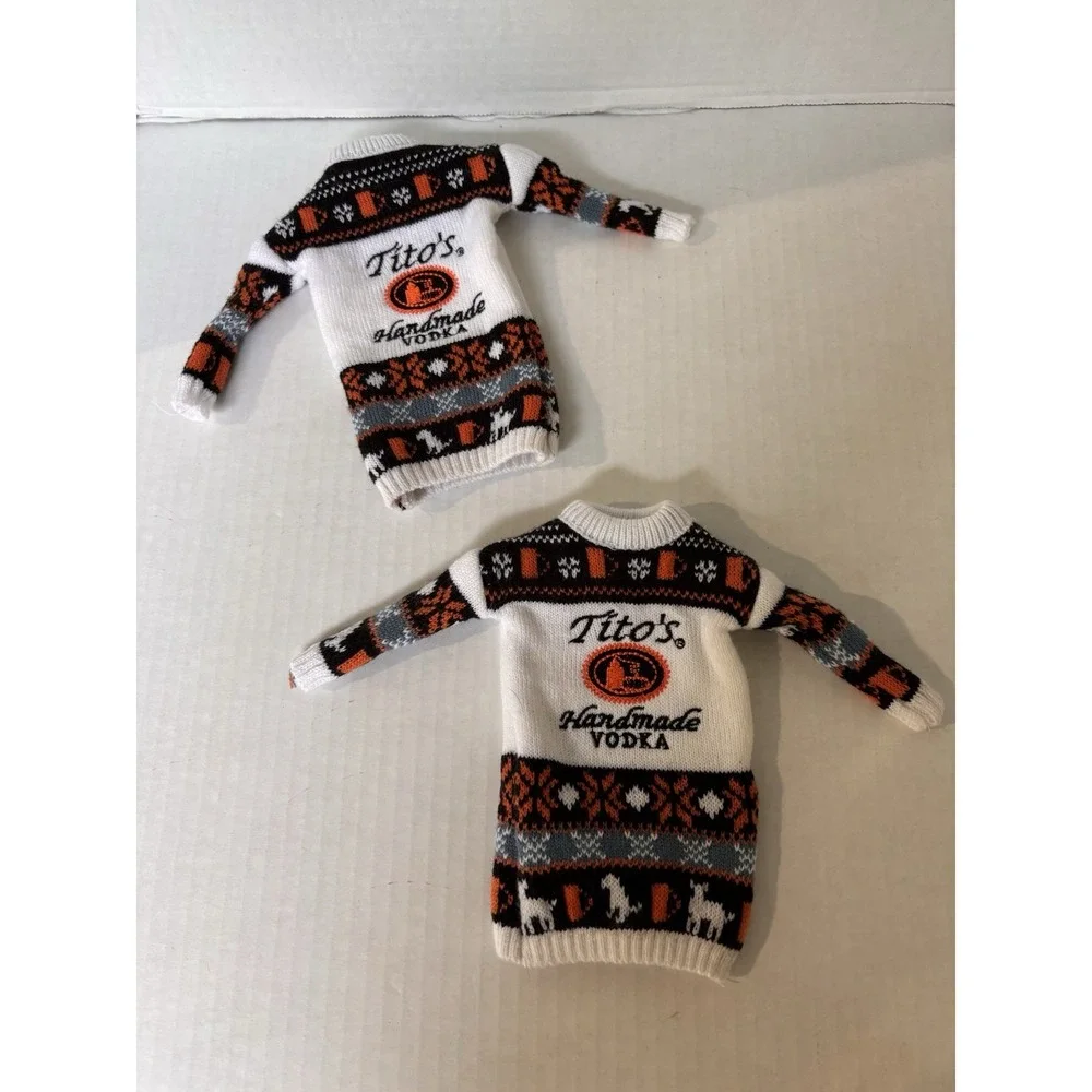 Titos Vodka Bottle Sweaters Ugly Xmas Holiday Set of 2 bar‎ novelty
